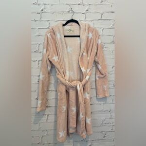 UGG light pink star print Miranda Fleece Robe Size Medium